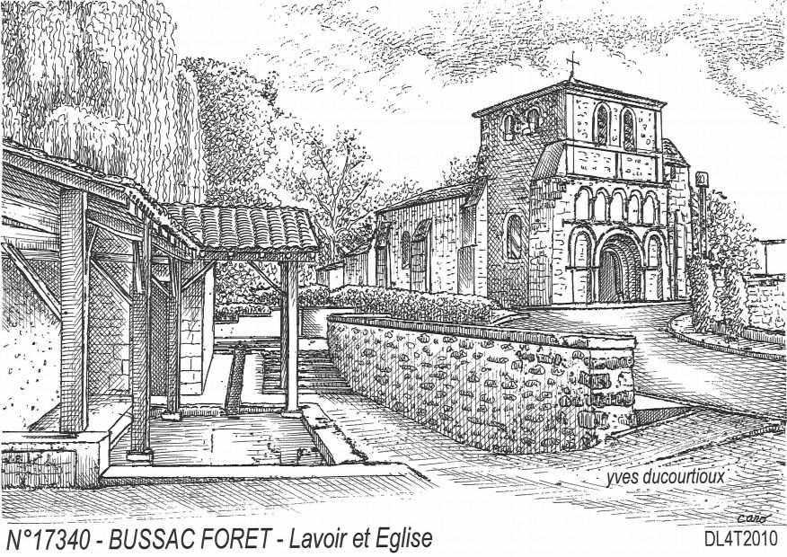 N 17340 - BUSSAC FORET - lavoir et église